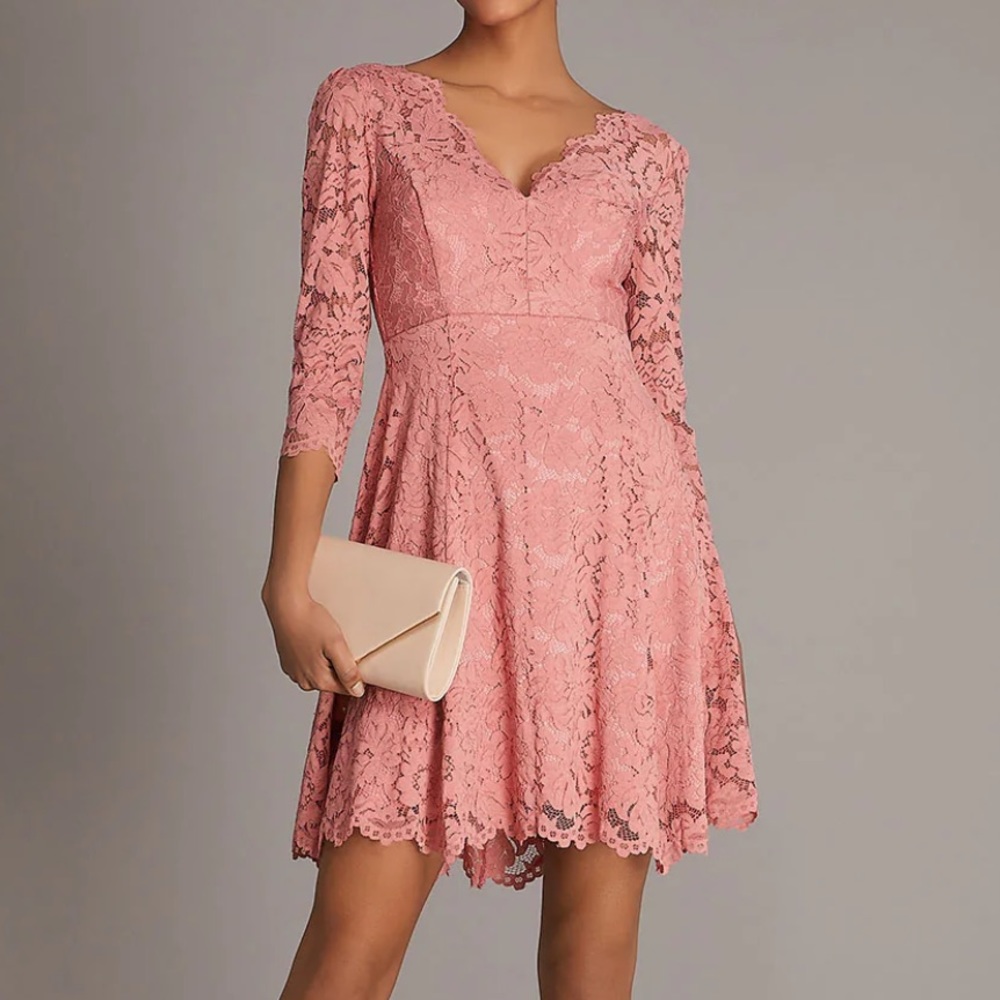 Le Chateau Formal Scallop Lace Fit & Flare Mini Dress Size S NWT!